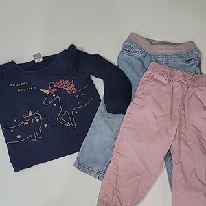 5/$30 CARTER'S Crewneck, jeans and drawstring pants